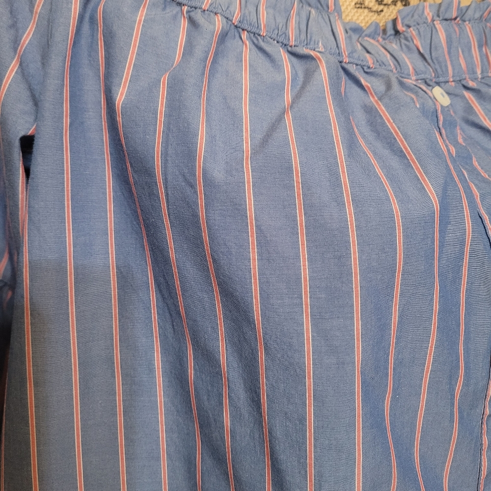 Abercrombie & Fitch Off-The-Shoulder Stripe Poplin Cropped Top - Picture 5 of 5
